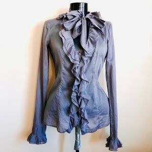 United Colors Of Benetton Ruffled Blue Blouse